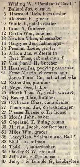 7 - 37 Lamb street, Spitalfields 1842 Robsons street directory