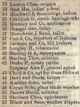 33 - 53 Leicester square 1842 Robsons street directory