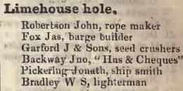 Limehouse Hole 1842 Robsons street directory