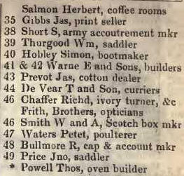 35 - 49 Lisle street, Leicester square 1842 Robsons street directory