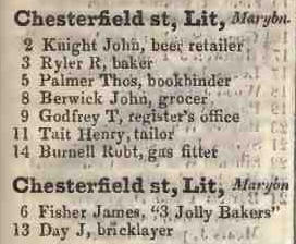 Little Chesterfield street, Marylebone 1842 Robsons street directory