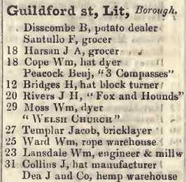 Little Guildford street, Borough 1842 Robsons street directory
