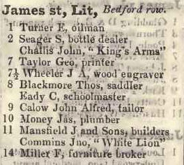 Little James street, Bedford row 1842 Robsons street directory