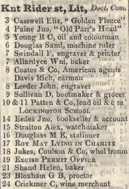 Little Knightrider street, Doctors commons 1842 Robsons street directory