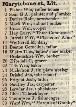 Little Marylebone street 1842 Robsons street directory