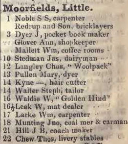 1 - 22 Little Moorfields 1842 Robsons street directory