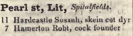 Little Pearl street, Spitalfields 1842 Robsons street directory