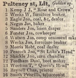 1 - 16 Little Pulteney street, Golden square 1842 Robsons street directory