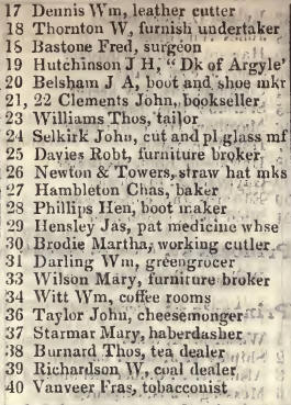 17 - 40 Little Pulteney street, Golden square 1842 Robsons street directory