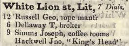 Little White Lion street, Seven Dials 1842 Robsons street directory