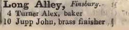 4 - 10 Long alley, Finsbury 1842 Robsons street directory