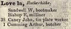 Love lane, Rotherhithe 1842 Robsons street directory
