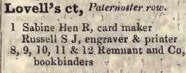 Lovells court, Paternoster row 1842 Robsons street directory