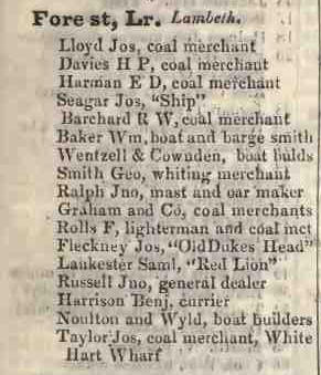 Lower Fore street, Lambeth 1842 Robsons street directory