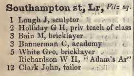 Lower Southampton street, Fitzroy square 1842 Robsons street directory