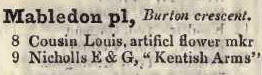 Mabledon place, Burton crescent 1842 Robsons street directory
