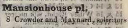 Mansion House place 1842 Robsons street directory
