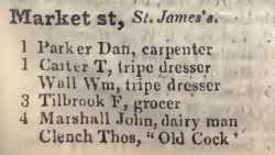 Market street, St James's 1842 Robsons street directory