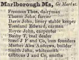 Marlborough mews, Great Marlborough street 1842 Robsons street directory