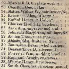 22 - 34 Marylebone street, Piccadilly 1842 Robsons street directory
