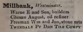 Millbank, Westminster 1842 Robsons street directory