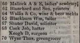 to 70 Millbank street, Westminster 1842 Robsons street directory