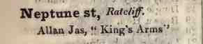 Neptune street, Ratcliff 1842 Robsons street directory