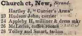 New Church court, Strand 1842 Robsons street directory