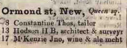 8 - 17 New Ormond street, Queen square 1842 Robsons street directory