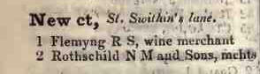 New court, St Swithins lane 1842 Robsons street directory