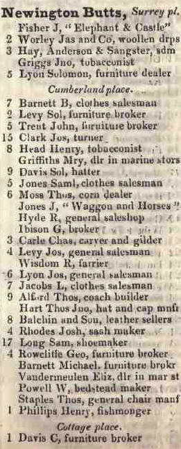 to Cottage place, Newington Butts 1842 Robsons street directory
