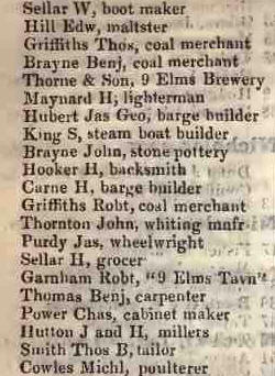 Nine Elms, Vauxhall 1842 Robsons street directory