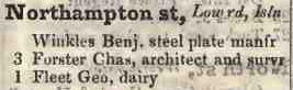 Northampton street, Lower road, Islington 1842 Robsons street directory