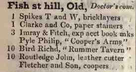 Old Fish Street hill, Doctors Commons 1842 Robsons street directory