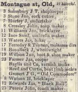 Old Montague street, Whitechapel 1842 Robsons street directory