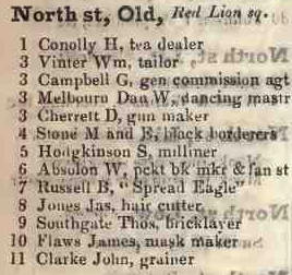 Old North street, Red Lion square 1842 Robsons street directory