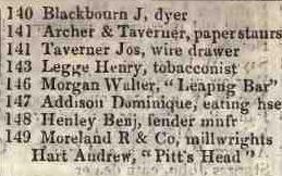 140 to Pitts Head, Old street, St Lukes 1842 Robsons street directory