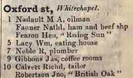 Oxford street, Whitechapel 1842 Robsons street directory