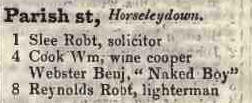 Parish street, Horselydown 1842 Robsons street directory