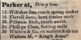 to Kings Arms, Parker street, Drury lane 1842 Robsons street directory