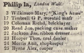 Philip lane, London wall 1842 Robsons street directory