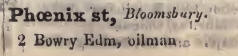 Phoenix street, Bloomsbury 1842 Robsons street directory