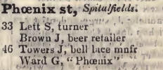 Phoenix street, Spitalfields 1842 Robsons street directory