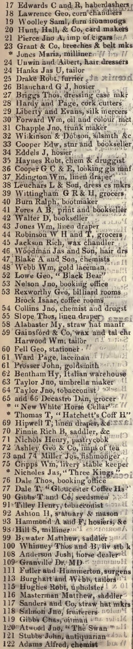 17 - 122 Piccadilly 1842 Robsons street directory