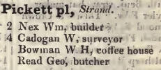 Pickett place, Strand 1842 Robsons street directory