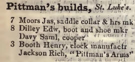 Pittmans buildings, St Lukes 1842 Robsons street directory