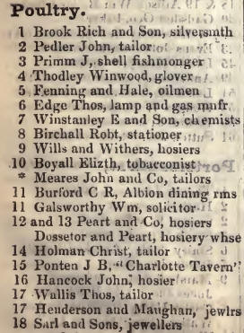 1 - 18 Poultry 1842 Robsons street directory