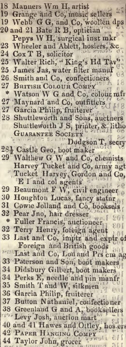 18 - 44 Poultry 1842 Robsons street directory