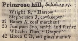 Primrose hill, Salisbury square 1842 Robsons street directory