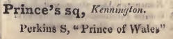 Prince of Wales, Princes square, Kennington 1842 Robsons street directory